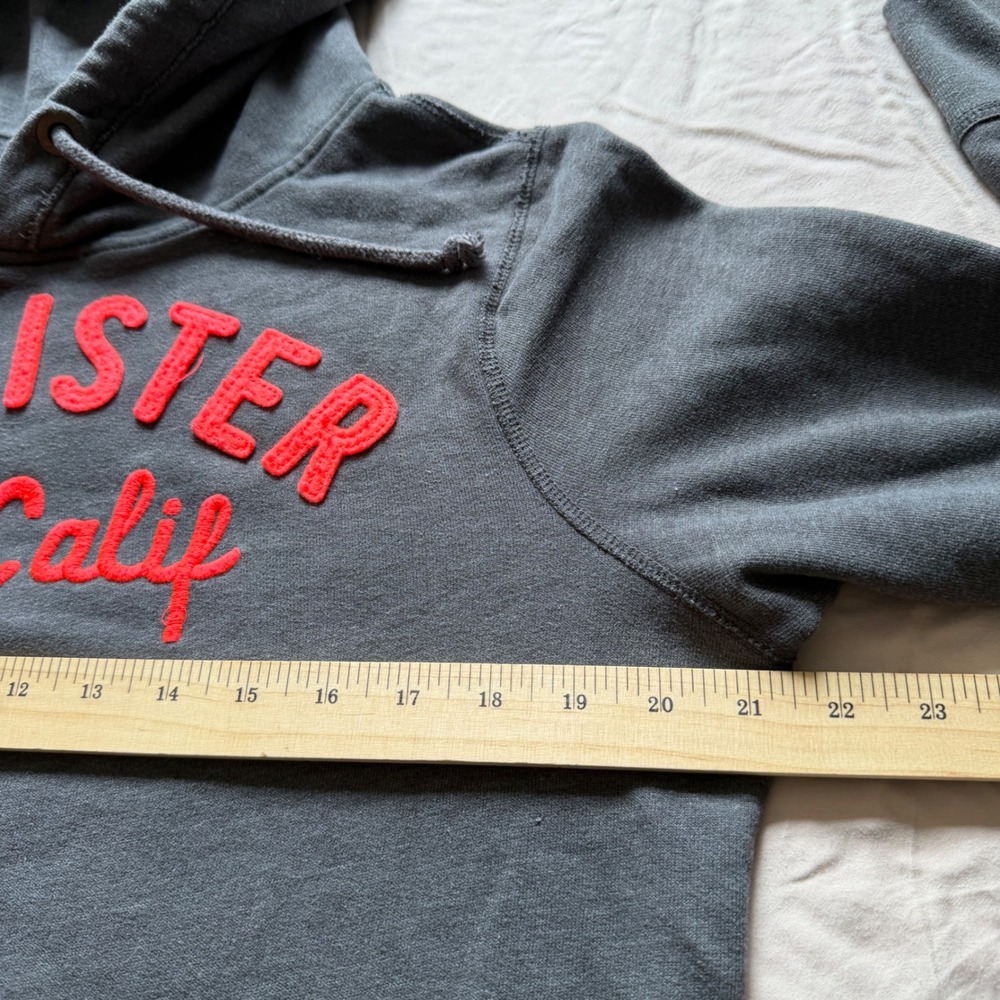 Hollister Mens So Calif Logo Hoodie Gray Pullover Sweatshirt Size M - Picture 8 of 11